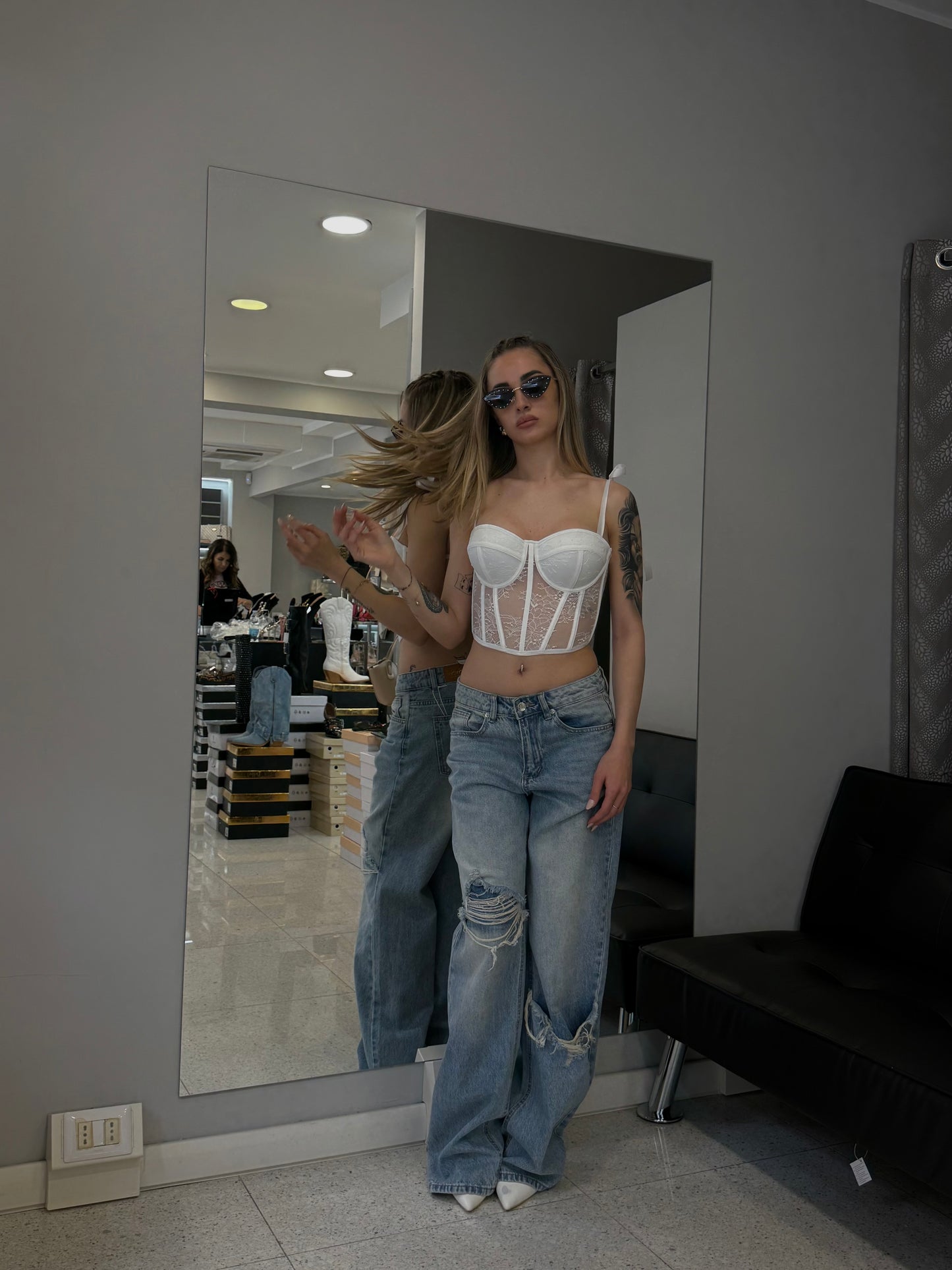 corsetto in pizzo bianco