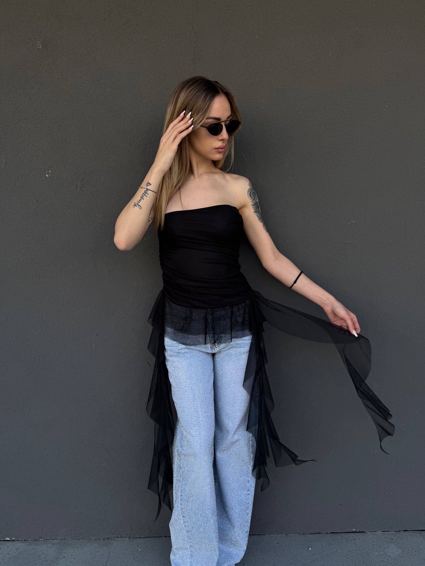 top BUTTERFLY nero