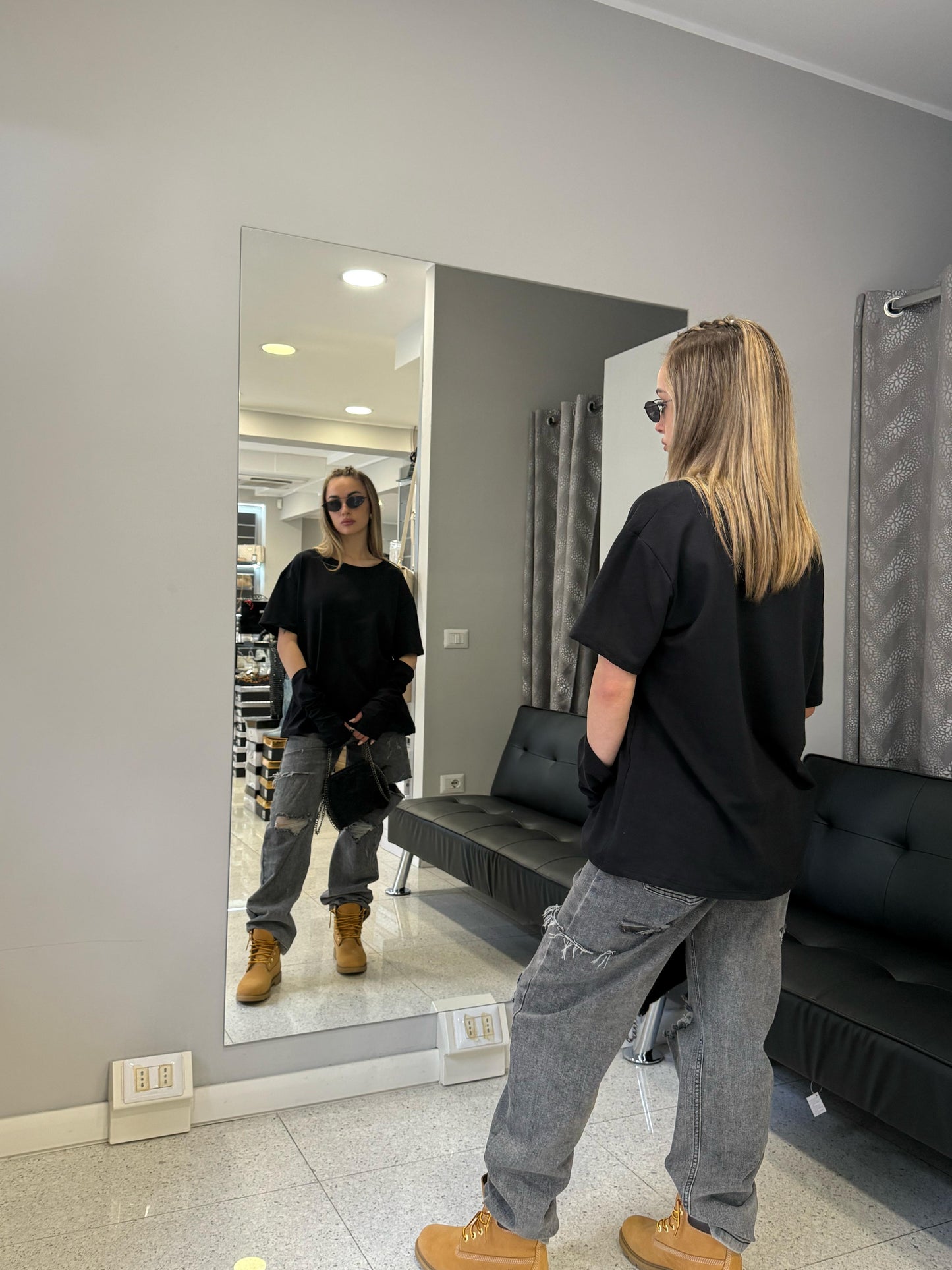 jeans grigio strapes