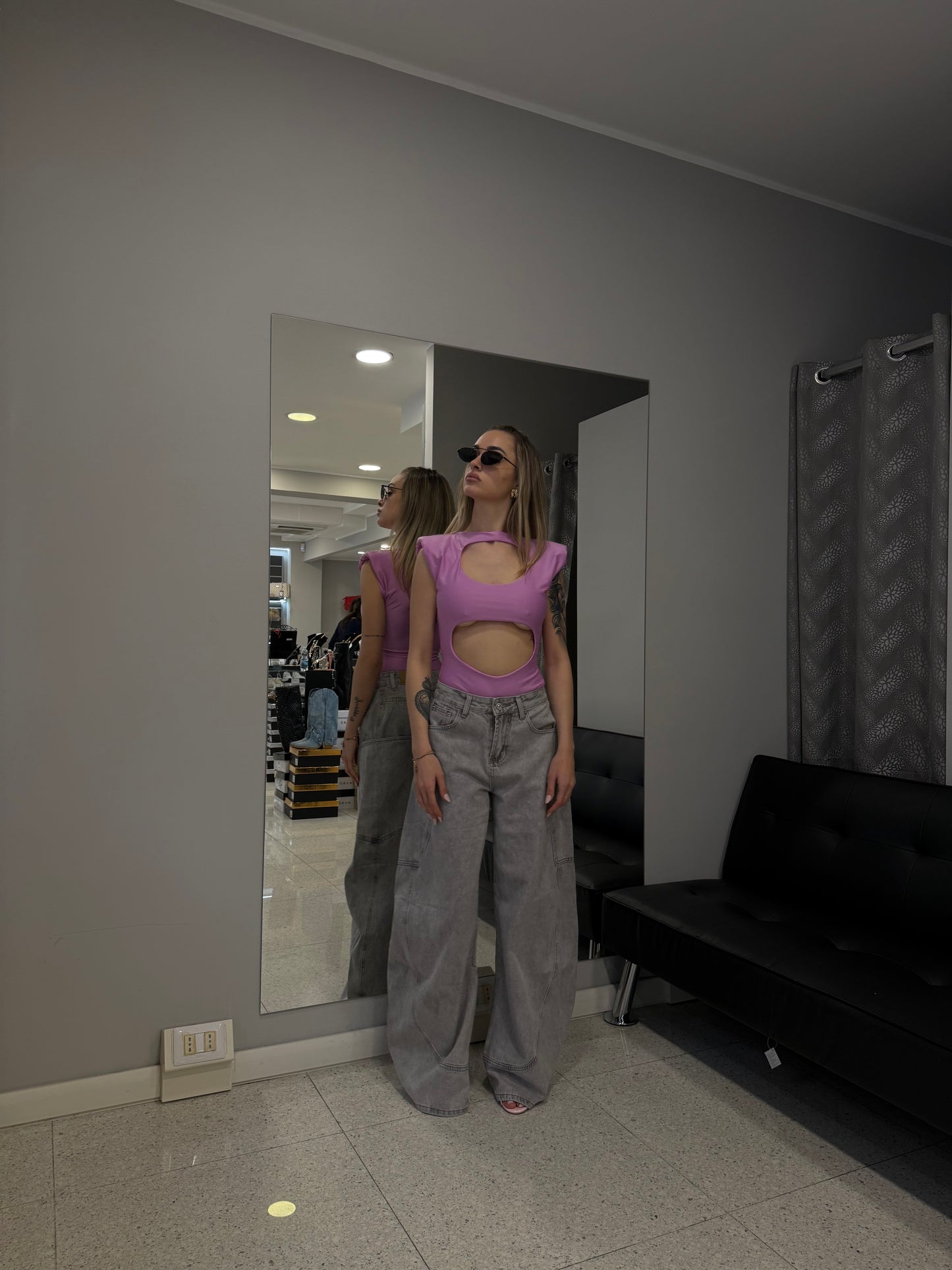 jeans balloon over grigio chiaro
