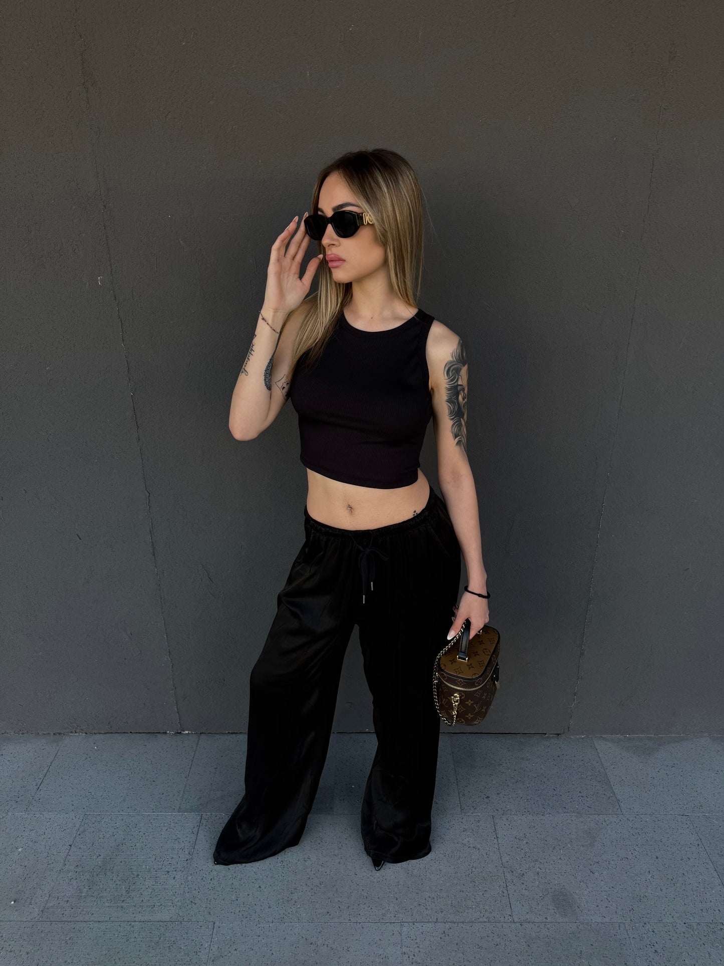 pantaloni SATIN neri