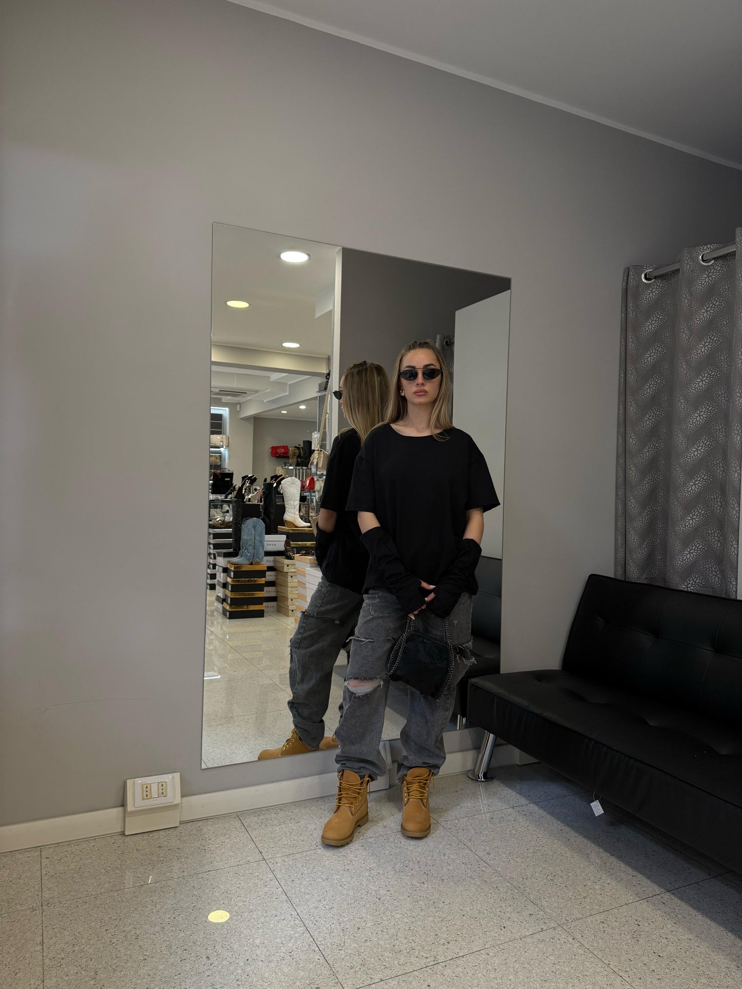 jeans grigio strapes