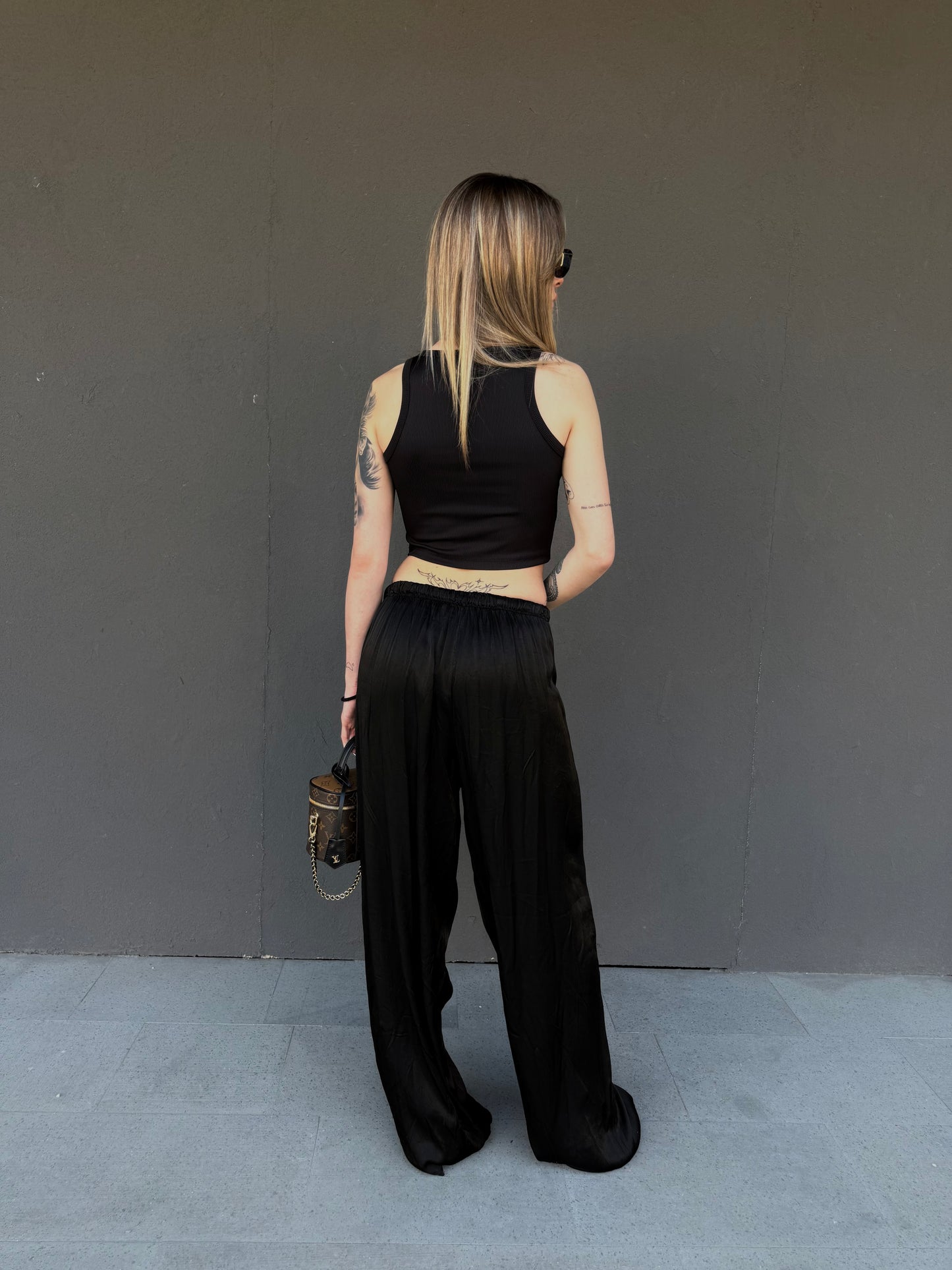 pantaloni SATIN neri