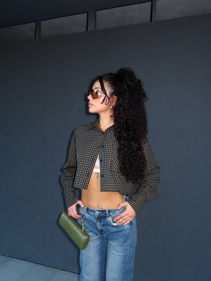 camicia CROP EMMA blu e verde
