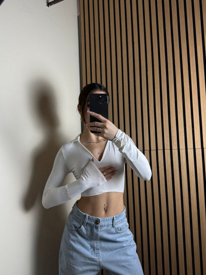 maglia crop STAY bianca