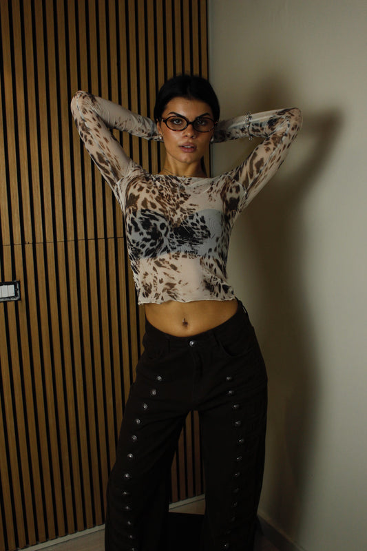 top velato WILD leopardo