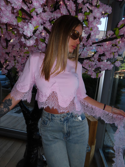t-shirt pendente rosa