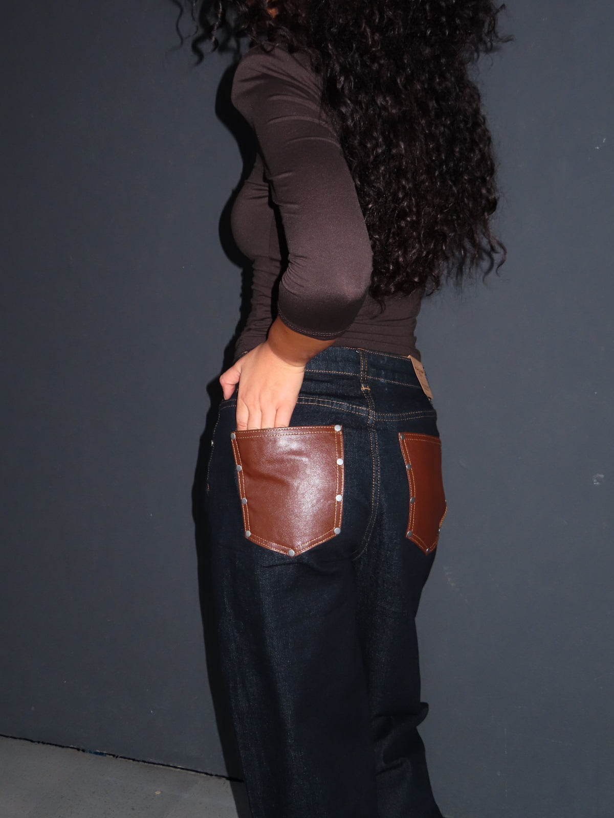 jeans POCKET in eco pelle