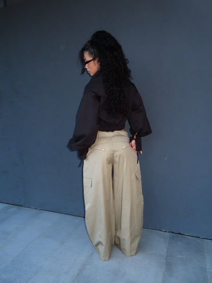 pantalone V cut beige