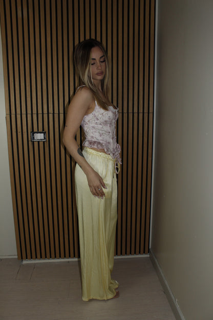 pantalone SATIN giallo pastello