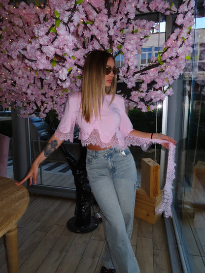 t-shirt pendente rosa