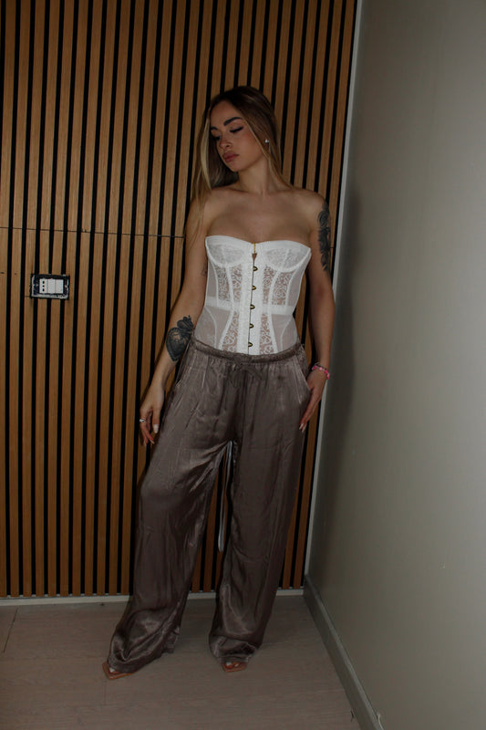 pantalone SATIN fango