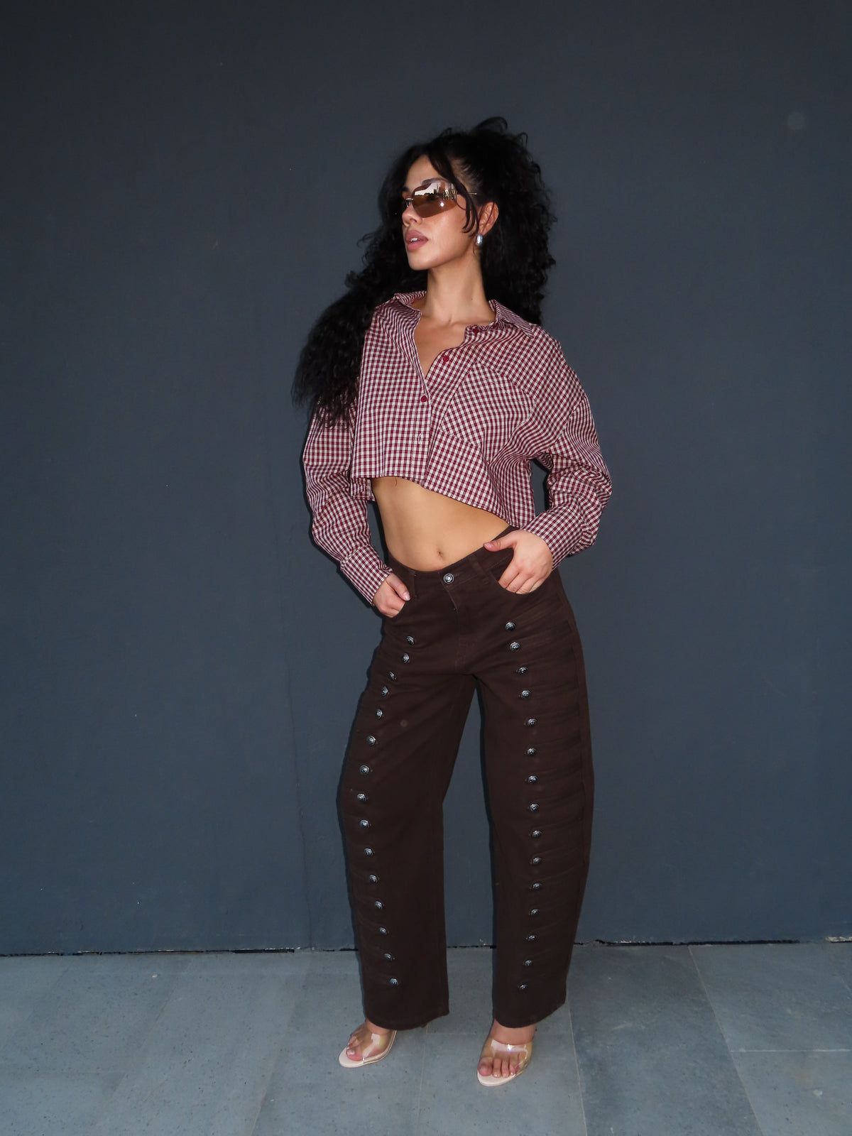 camicia EMMA CROP bordeaux