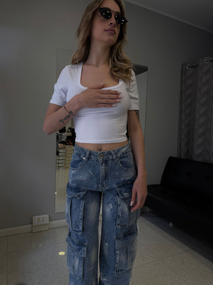 t-shirt crop basic bianca