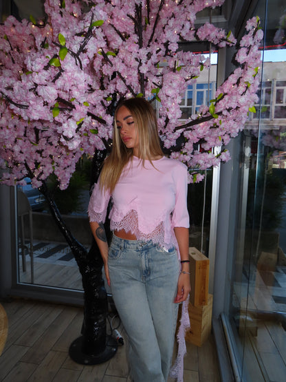 t-shirt pendente rosa