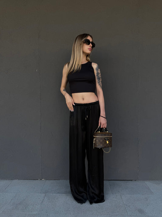 pantaloni SATIN neri