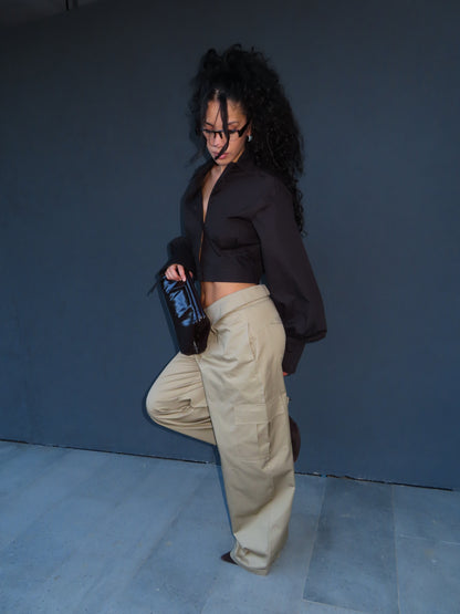 pantalone V cut beige