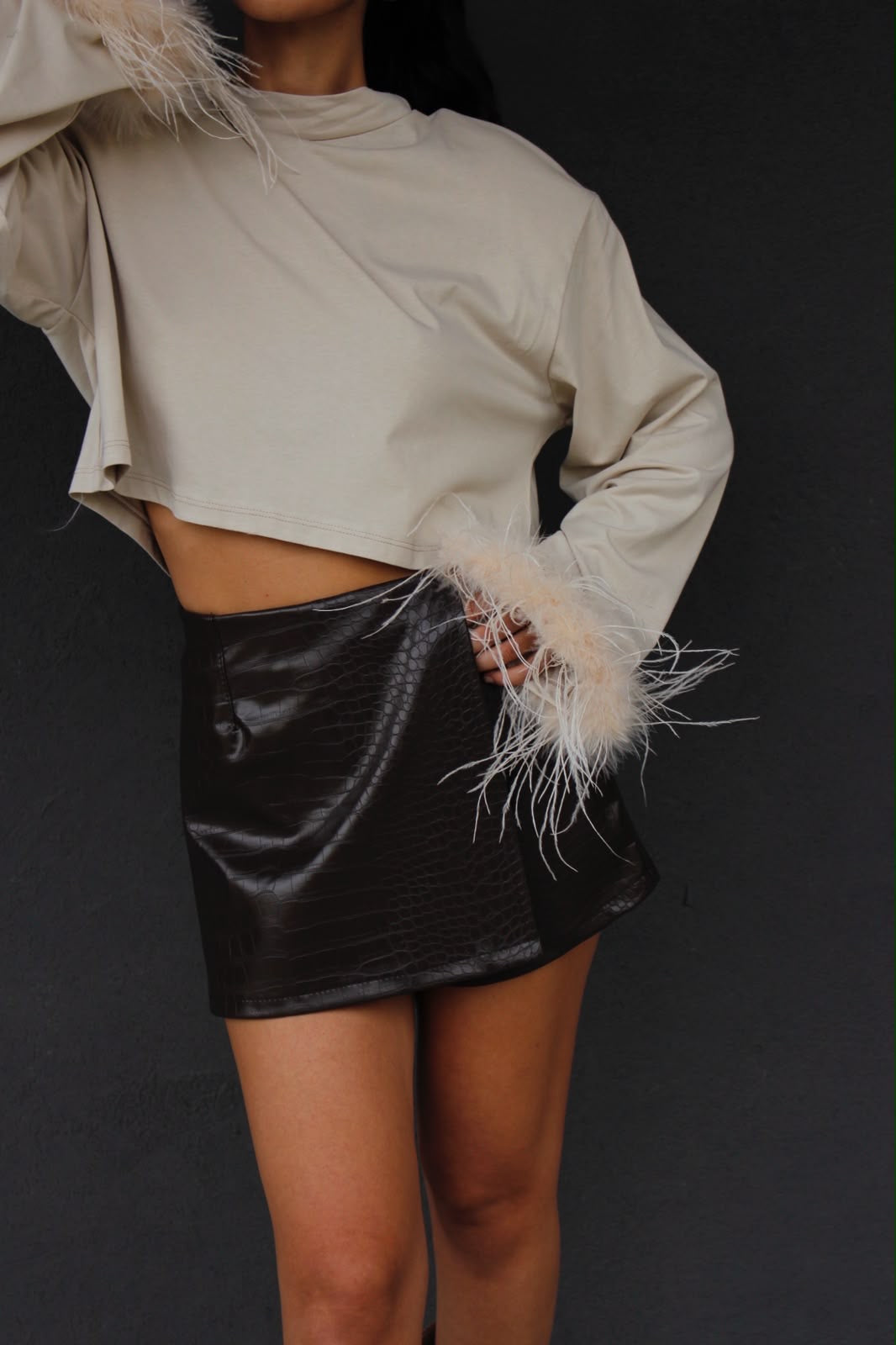 shirt PRIME con piume beige