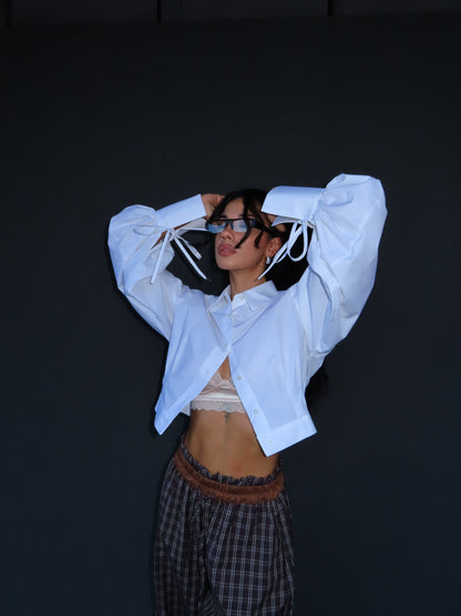 camicia CROP TWIST bianca