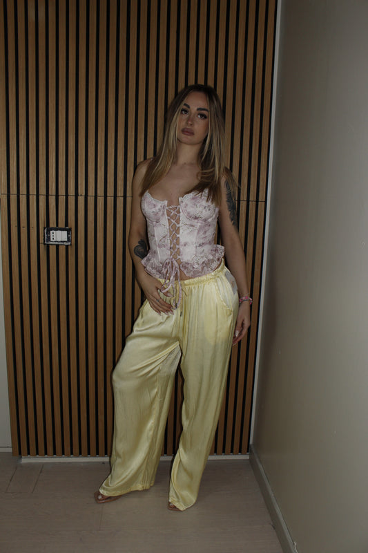 pantalone SATIN giallo pastello