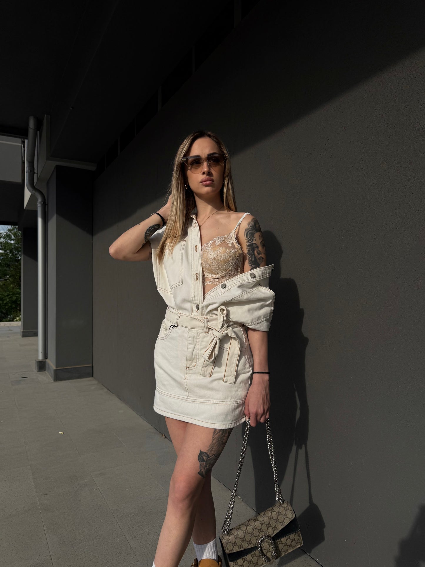 coordinato denim bianco