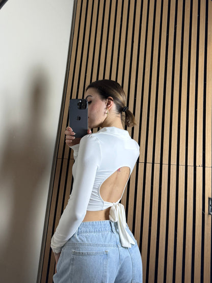 maglia crop STAY bianca