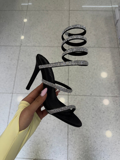sandali SNAKE neri e argento