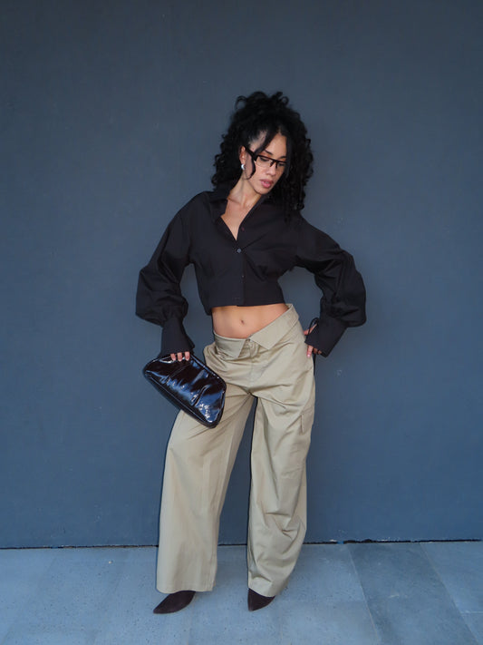pantalone V cut beige