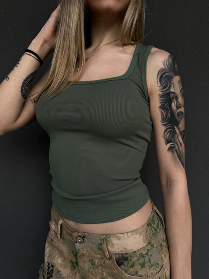 canotta a costine verde militare
