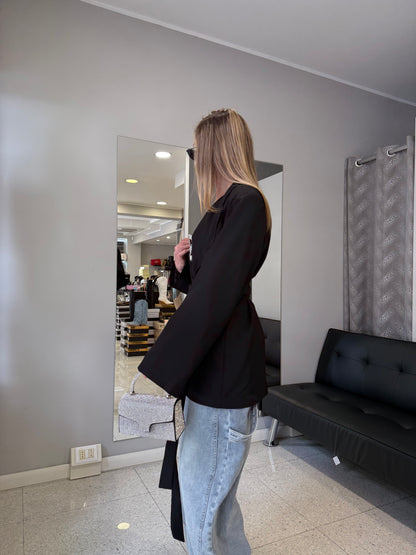 blazer con cinta nero