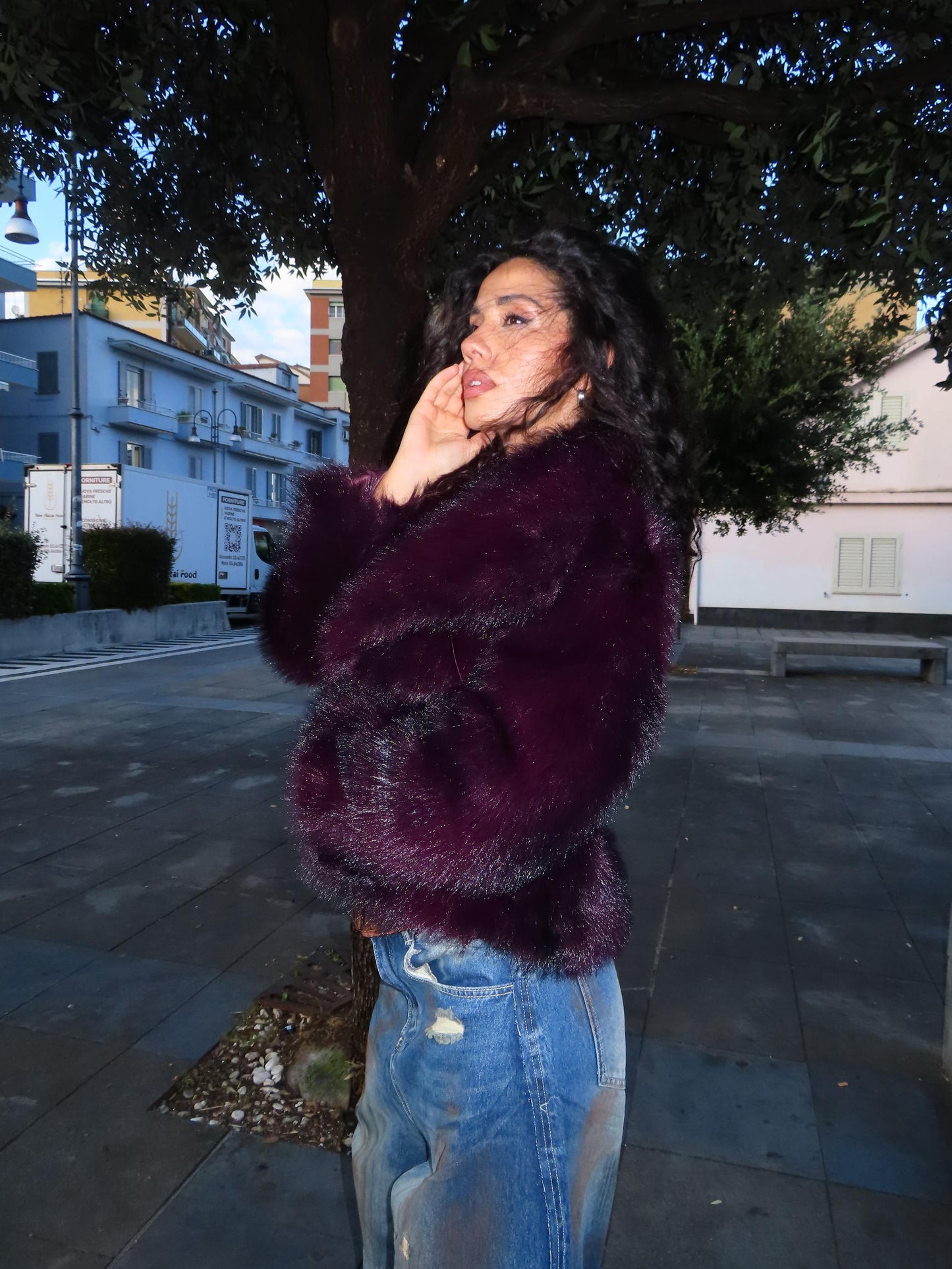 eco pelliccia senza cappuccio