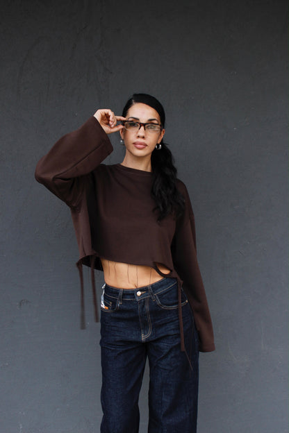 felpa CROP TAUPE