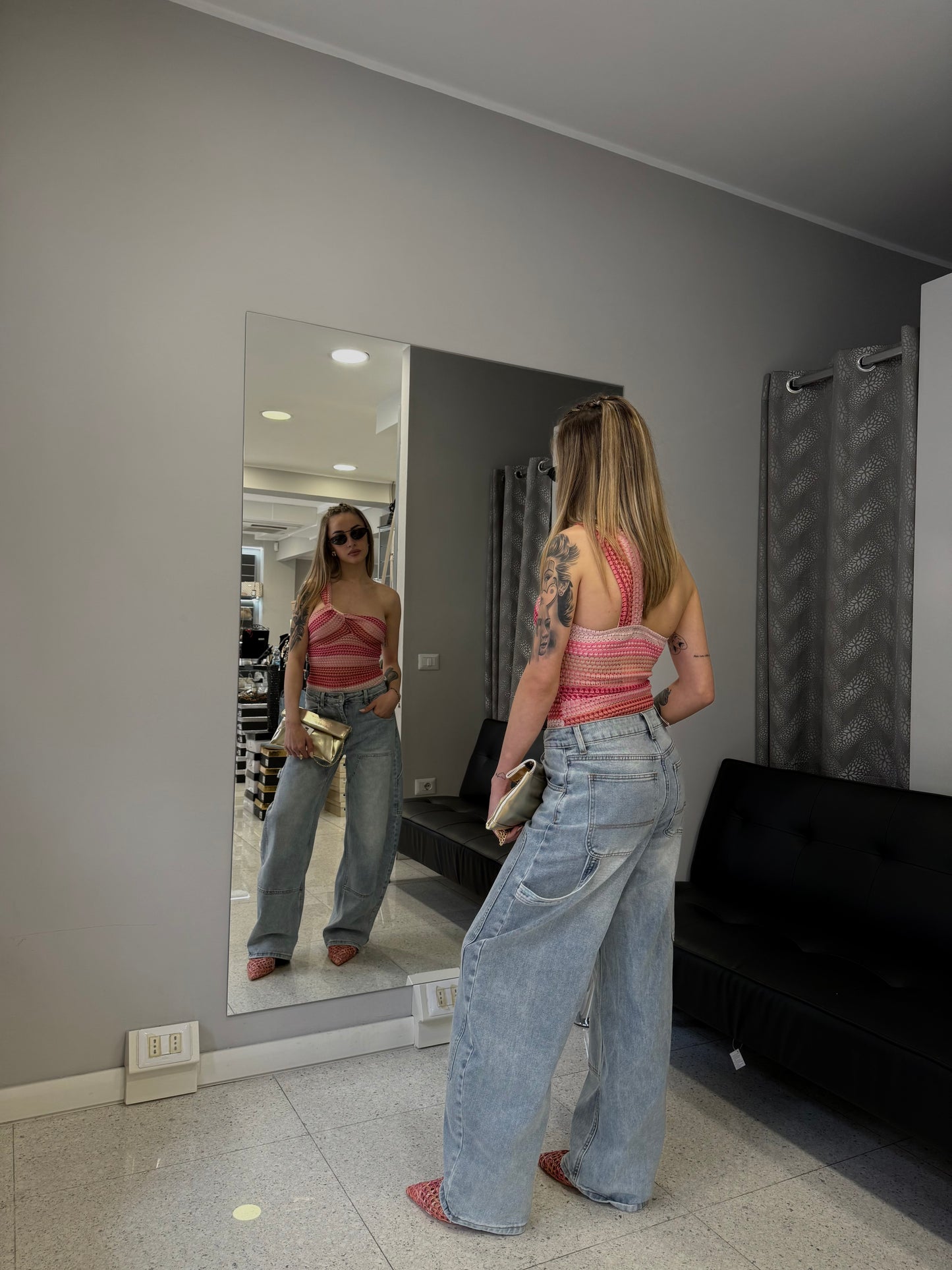 body ricamo rosa