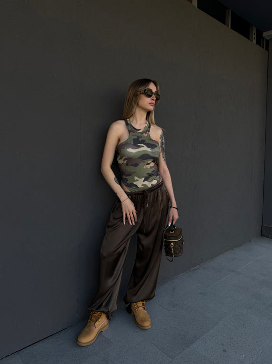 pantaloni SATIN marroni