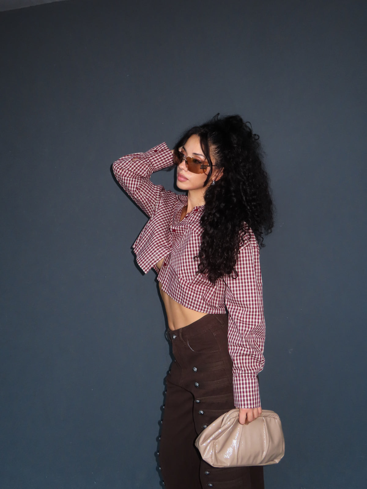 camicia EMMA CROP bordeaux