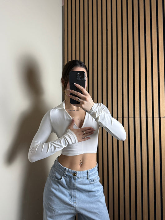 maglia crop STAY bianca