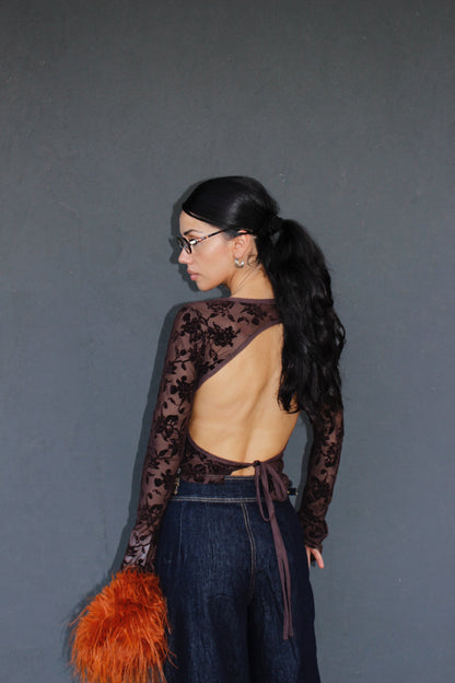 top velato ROSE VELVET marrone