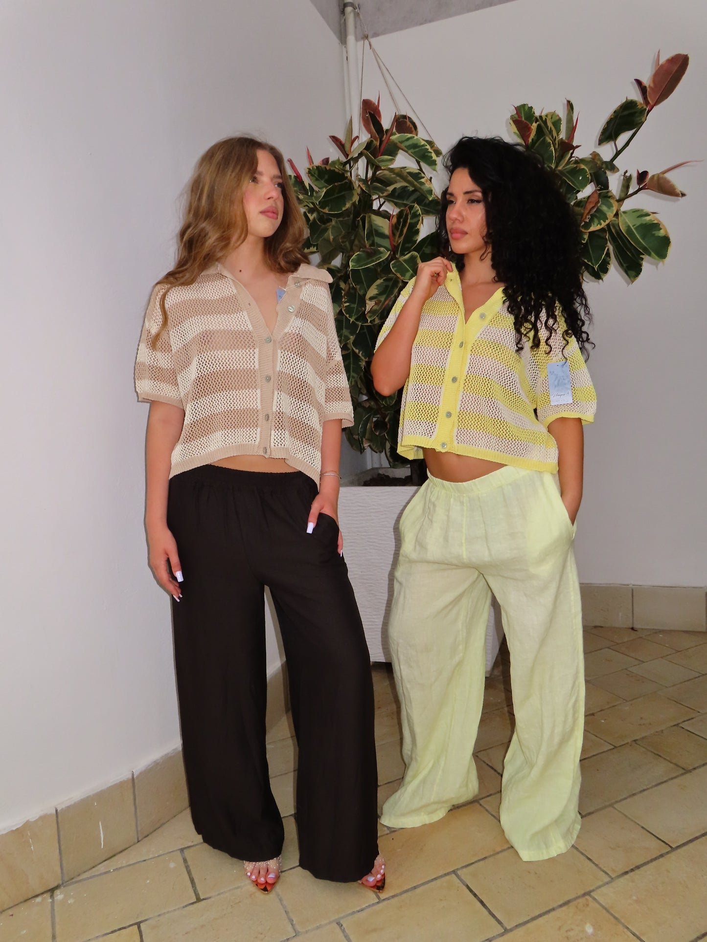 cardigan a rete a righe