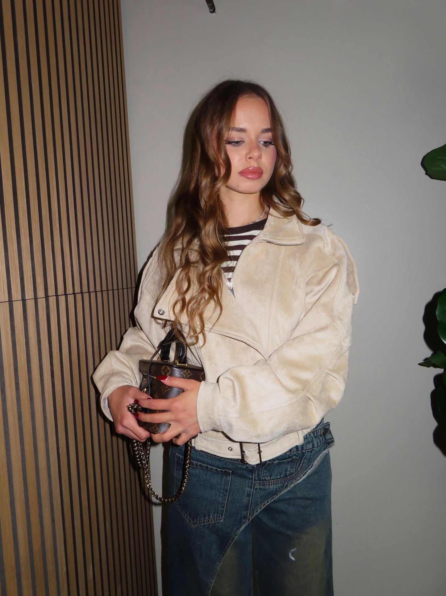 cappotto beije in camoscio