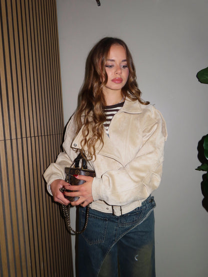 cappotto beije in camoscio