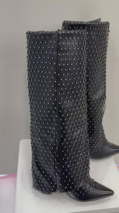 stivali rete swarovski